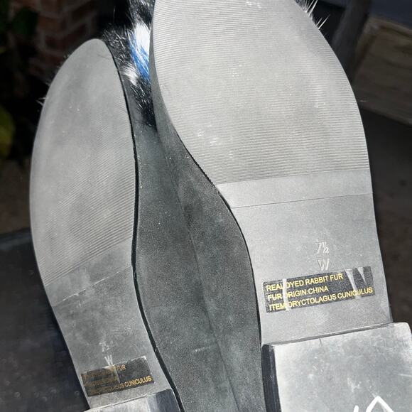 VANELi Edel Black Suede Combo Rabbit Fur Black Blue Gray Flat Slip On Flats 7.5W - Picture 5 of 7